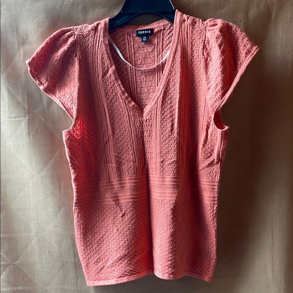 Torrid Orange Blouse with V-Neck - Picture 4 of 4